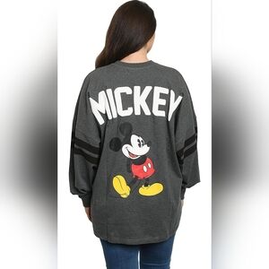 Disney Jersey Womens Oversized Mickey Minnie Mouse Long Sleeve